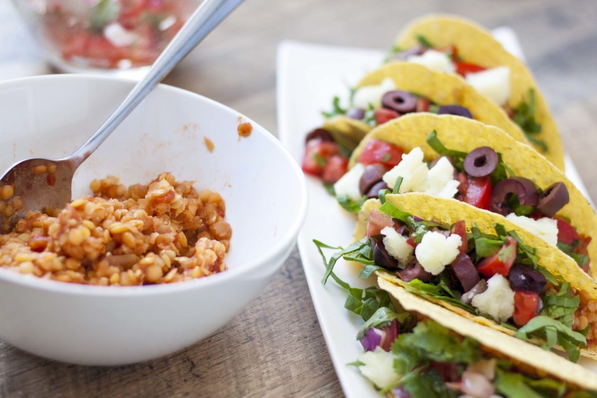 gezonde taco's met sla en linzen